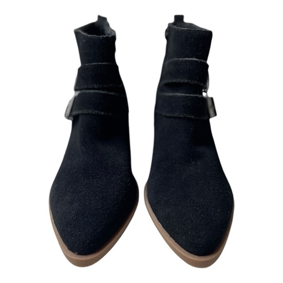 Steve Madden Women’s Niall Black Cow Suede Western Buckle Ankle Boots - Picture 2 of 12